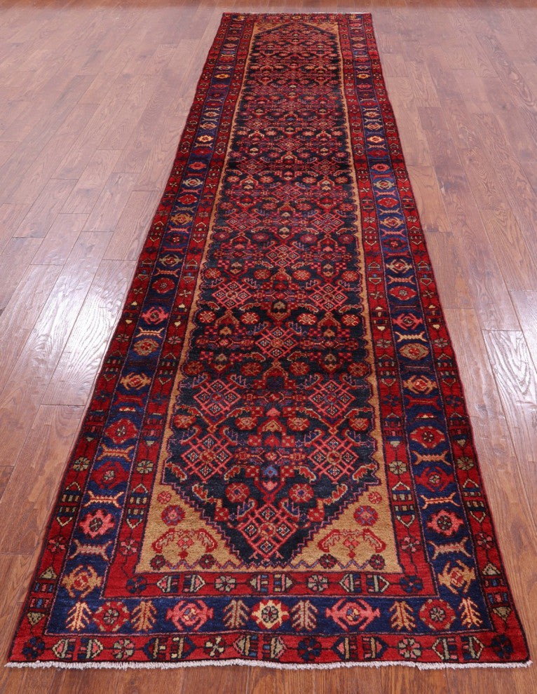 New Runner Persian Hamadan Wool Rug 3' 5" X 14' 7" - S1706