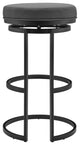 Benzara BM245976 Vander 26" Gray Faux Leather and Black Metal Swivel Bar Stool