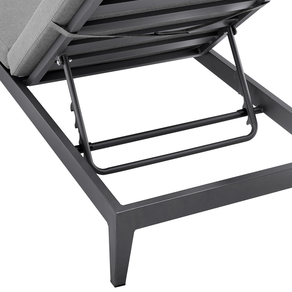 Argiope Outdoor Adjustable Chaise Lounge Chair, Aluminum With Gray Cushions