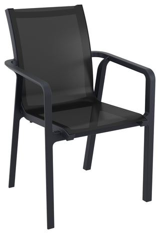Pacific 11-Piece Dining Set, Table and Arm Chairs, Black Frame/Black Sling