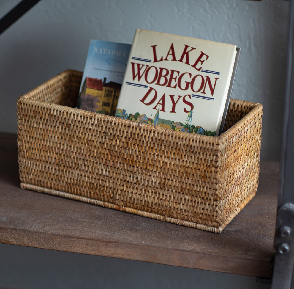 Artifacts Rattan Rectangular Everything Basket, Honey Brown