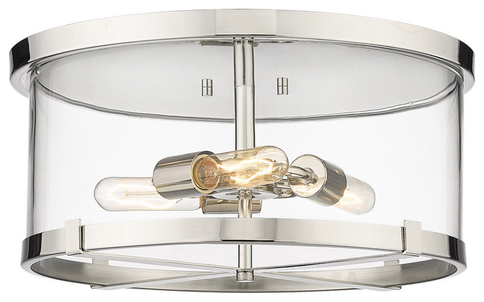 Z-LITE 3032F-PN 3 Light Flush Mount, Polished Nickel