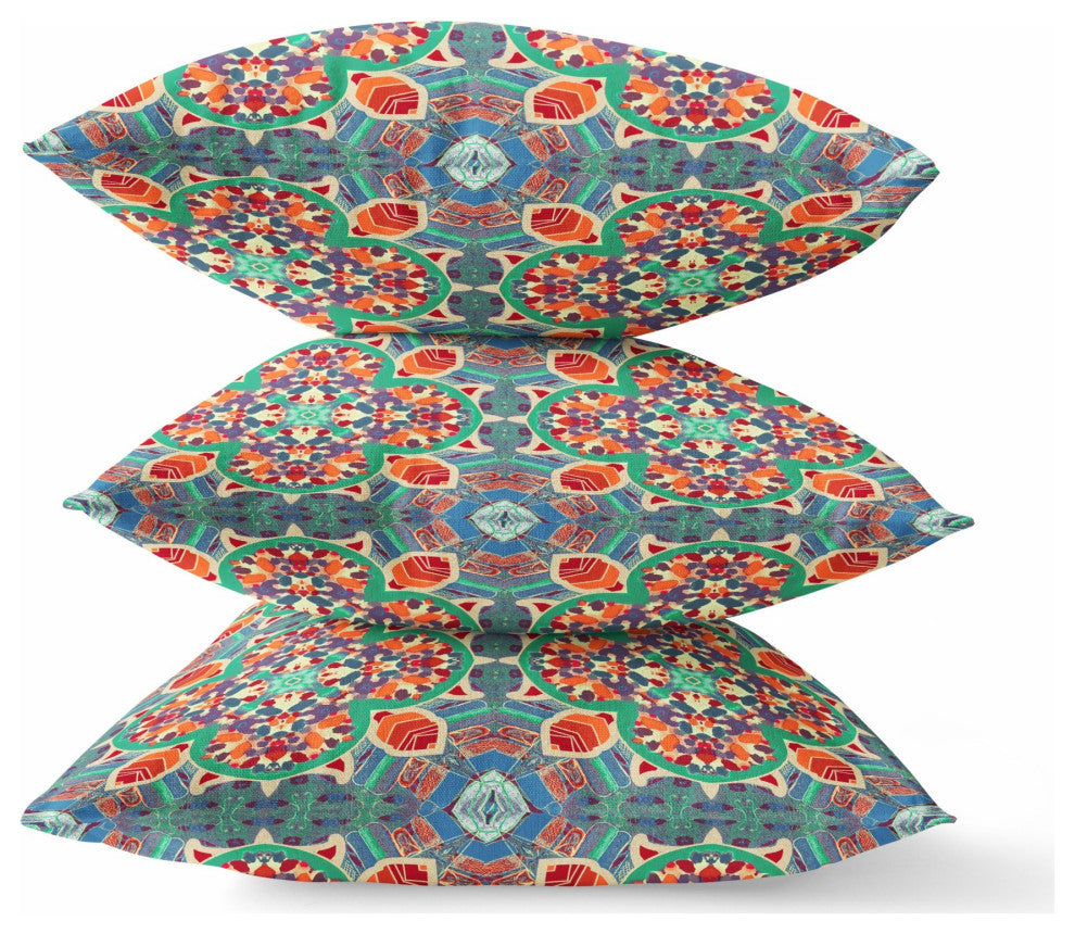 28" Orange Green Cloverleaf Indoor Outdoor Throw Pillow