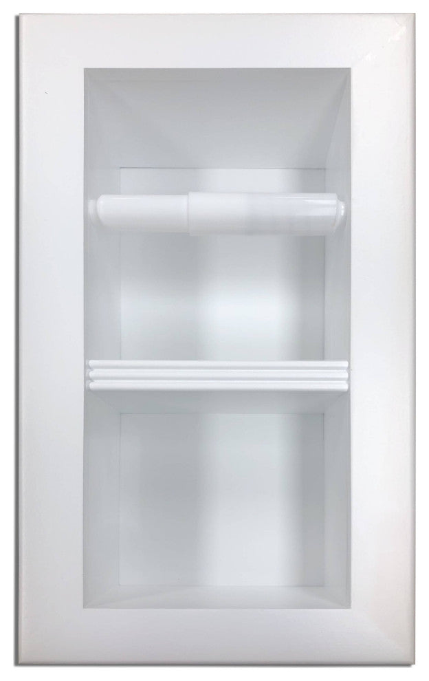 Bayshore Recessed Solid Wood Double Toilet Paper Holder 7 X 14.5, White Enamel