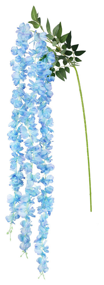 Set of 2 Long Blue Artificial Hanging Wisteria Flower Stem Spray 66"