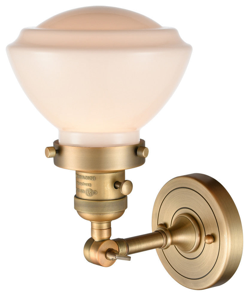 Olean 1-Light Sconce, Brushed Brass, Matte White