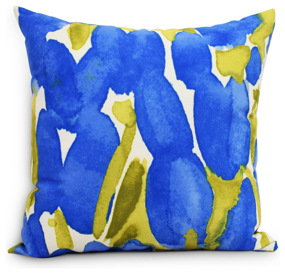 Sunset Tulip Decorative Floral Throw Pillow, Blue, 16"