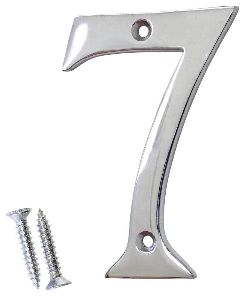 RCH Hardware Brass Modern Curvy House Number, 4-Inch, Various Finishes, Polished