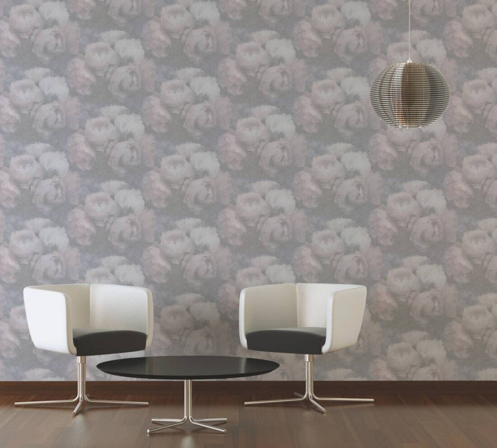 Floral Textured Wallpaper Featuring Peonies, 373923