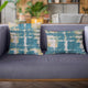 Plutus Blue Contemporary Art Graphic Print Luxury Throw Pillow, 22"x22"