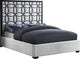 Taj White Velvet Bed With Matte Black Steel Frame and Legs, King