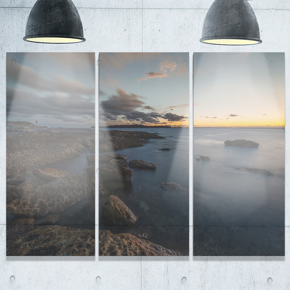 "Sunset at La Perouse Beach Sydney" Metal Wall Art, 3 Panels, 36"x28"