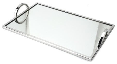 Classic Touch Stainless Steel Rectangular Mirror Tray, 16"L
