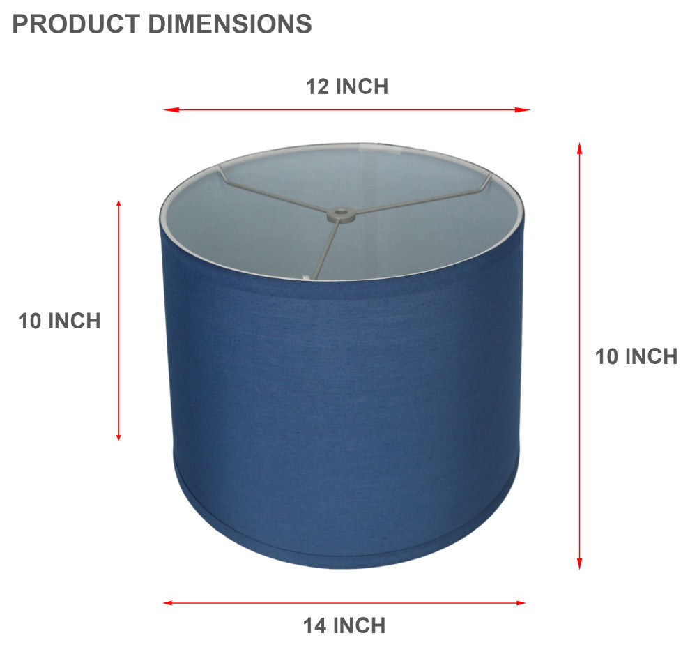 French Drum Lamp Shade, Cotton, Navy Blue, 14"