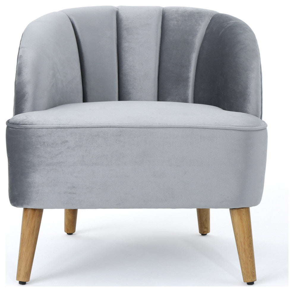 GDF Studio 3-Piece Scarlett Modern New Velvet Loveseat Club Chair Set, Pewter