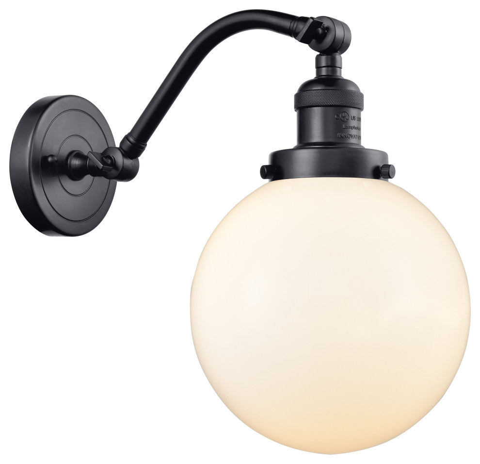 INNOVATIONS LIGHTING 515-1W-BK-G201-8-LED Large Beacon 1 Light Sconce