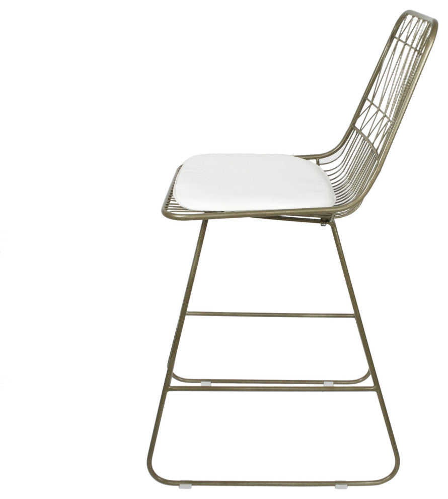 GDF Studio Lilith Indoor Wire Counter Stools with Cushions, Set of 2, Light Brass