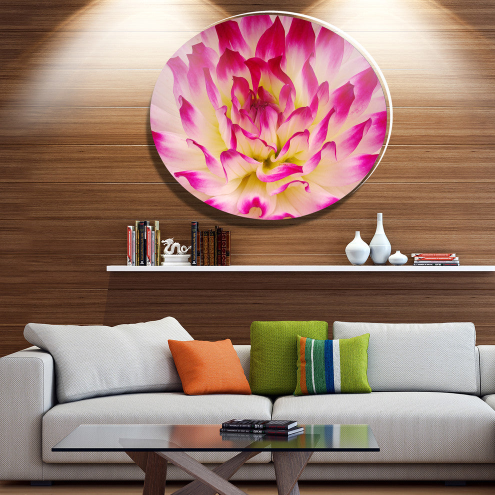 Smooth Purple White Flower Petals, Modern Floral Round Wall Art, 36"