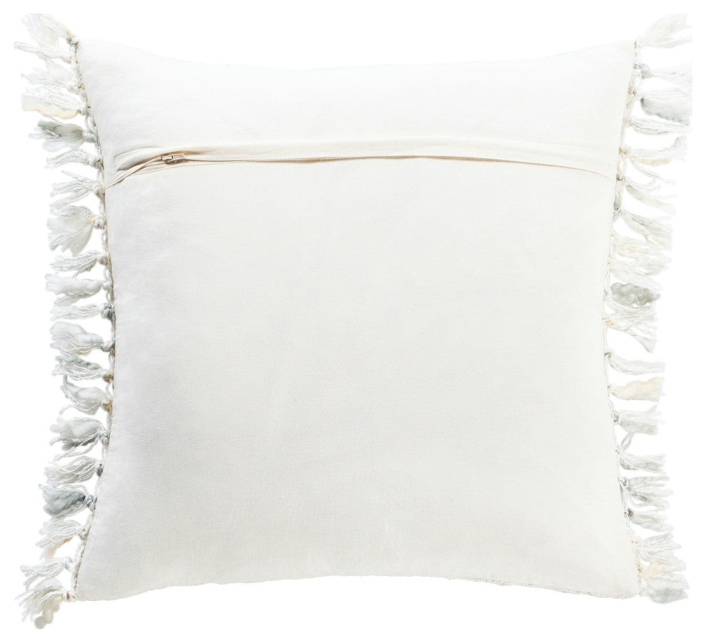 Surya Saugatuck Cream Pillow Shell With Polyester Insert 22"H X 22"W