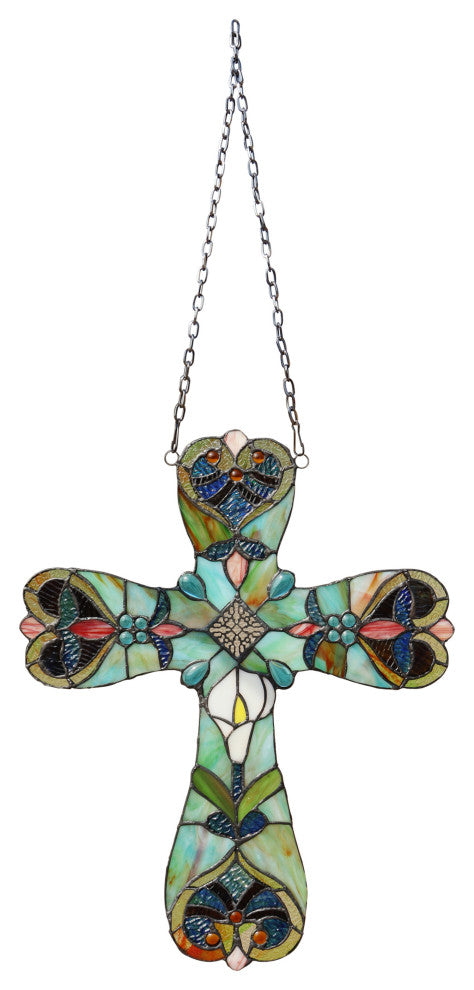 Alena Victorian Tiffany-Style Stained Glass Panel 20" Tall