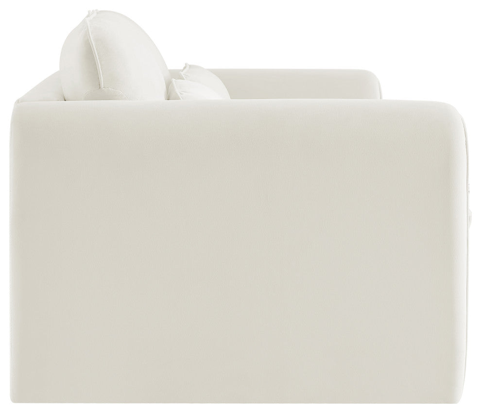 Sloan Cream Velvet Fabric Loveseat