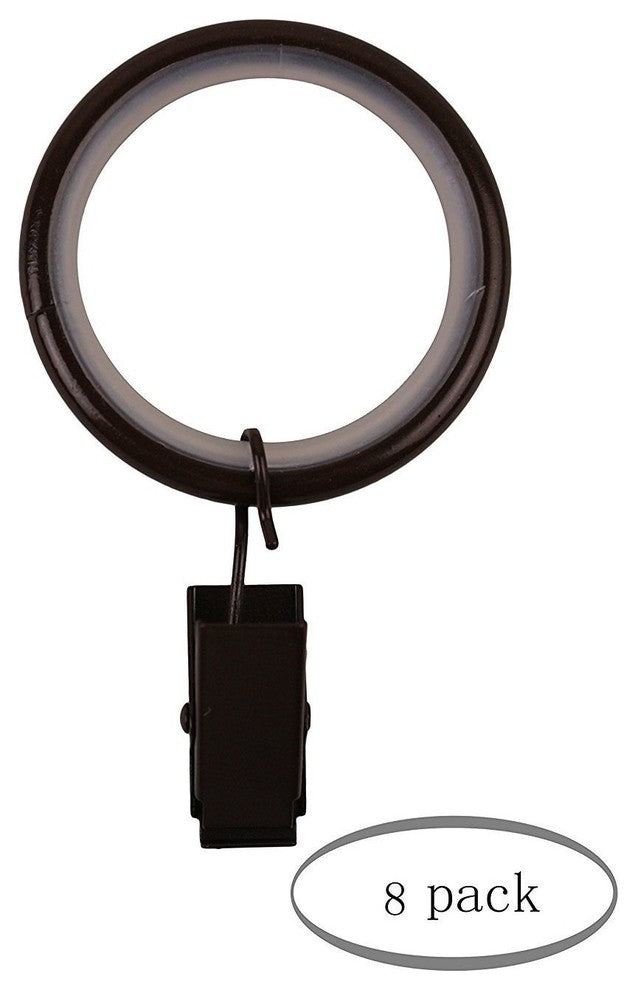 Curtain Rings With Clips, 1.5", Bronze, Set of 16