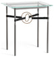 Equus Side Table, Dark Smoke Finish, Soft Gold Accents, Black Leather Strap