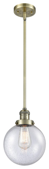 Beacon LED Mini Pendant, Antique Brass, Glass: Seedy