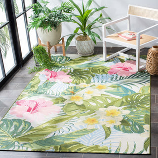 Safavieh Barbados Collection Indoor-Outdoor, BAR516 Rug, Green/Pink, 6'6"x9'4"