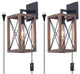 2 Pack Sconces Wall Lighting Plug In Cage Wood Black Wall Lamp