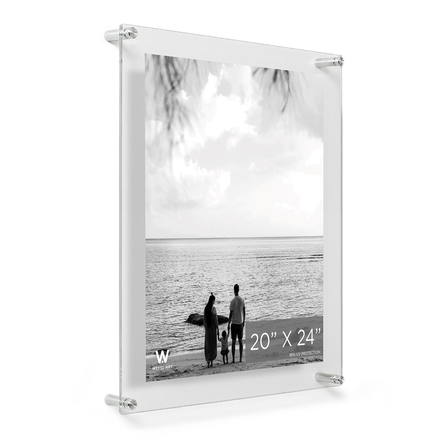 Double Panel Wall Frame with Silver Mounts, 23"x27", For 20"x24" Photos and Art