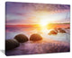 "Evening Sun Over Moeraki Boulders" Seashore Canvas Photo Print, 20"x12"