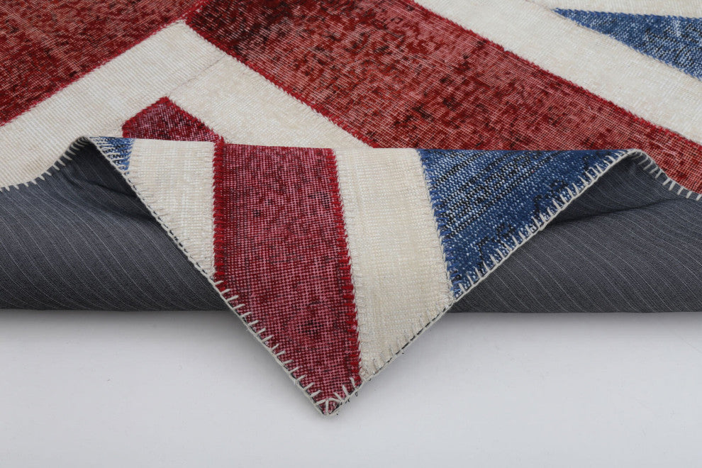 Rug N Carpet - Hand-knotted Anatolian 5' 8'' x 7' 11'' Flag Patchwork Rug