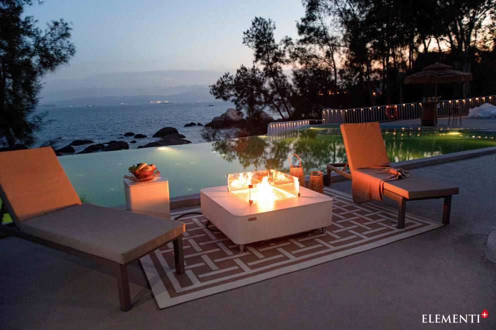 Annecy Square Marble Porcelain Top Natural Gas Fire Table by Elementi Fire