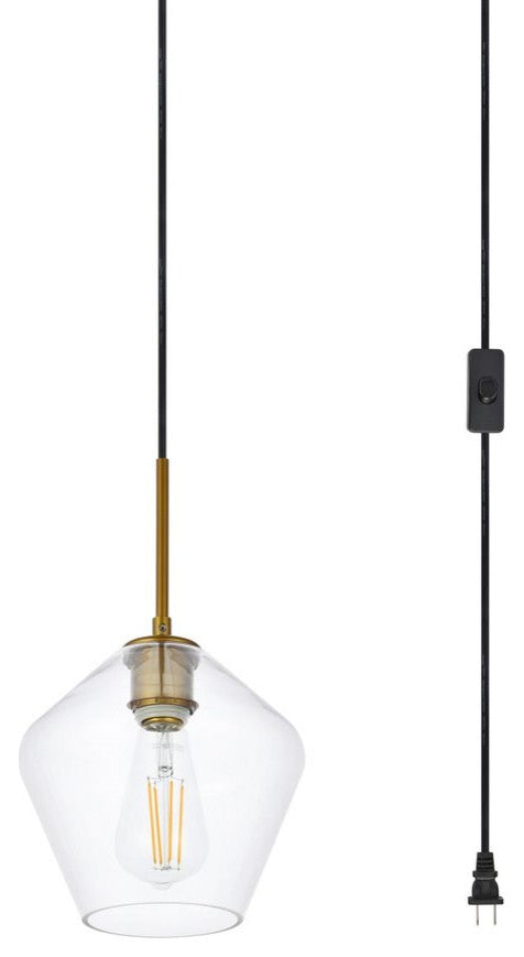 Living District Gene 1-Light Plug-In Pendant Brass