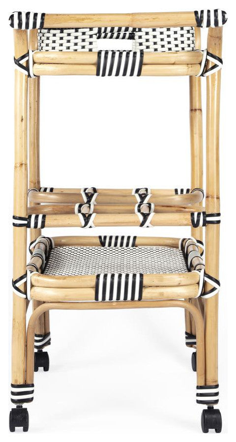 Selena White Rattan Bar Cart, 5397304