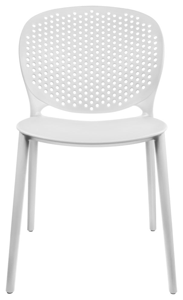 Stackable Plastic Armless Side Dining Chairs Fully Assembled Set of 2, White
