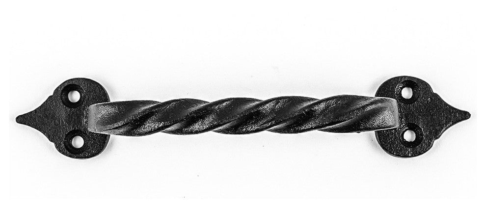 Twisted Black Wrought Iron Cabinet Door Drawer Pull 5 7/8" Total Length