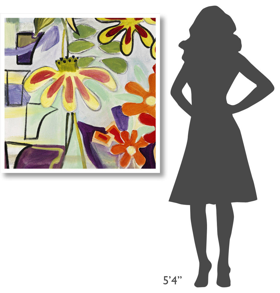 "Happy Snappy Garden BL" Digital Paper Print by Joan Elan Davis, 38"x38"