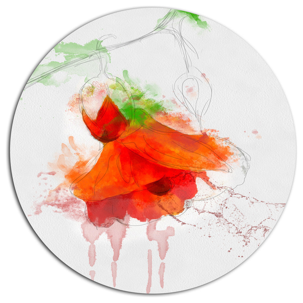 Red Rose Watercolor Illustration, Floral Large Disc Metal Wall Art, 36"