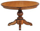 Kent Single Pedestal Table, Solid Top, Brown Maple Wood, 48x48 With 2 Middle Leaves