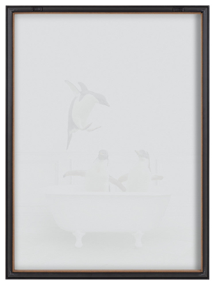 Blake Penguins Bathroom Framed Printed Glass by Amy Peterson, Gray 18x24