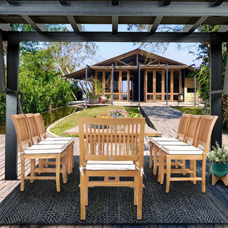 9 Piece Teak Wood Castle Patio Dining Set with Rectangular Extension Table