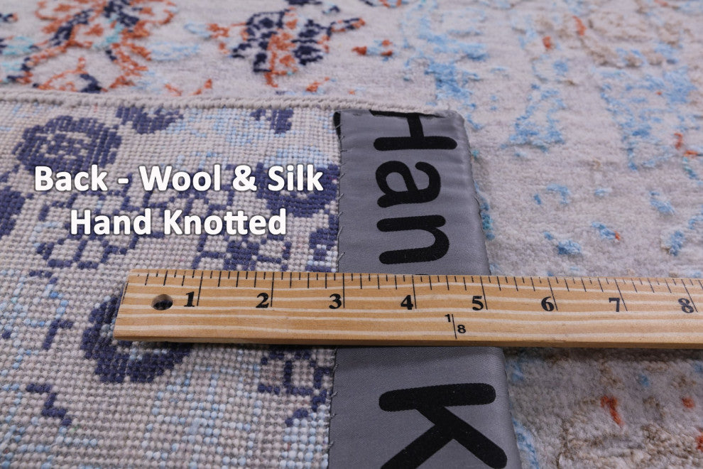 2' 6" X 12' 1" Runner Hand-Knotted Wool and Silk Modern Rug Q11825