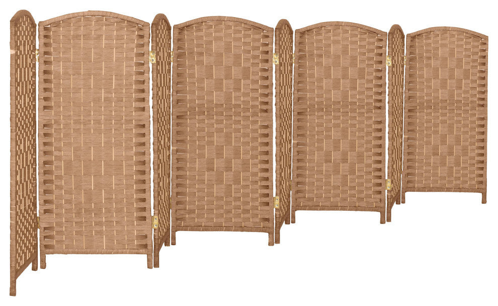 3 ft. Short Diamond Weave Fiber Room Divider Natural 8 Panel