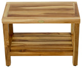 EcoDecors EarthyTeak Classic Teak Shower Bench With Shelf, 24"