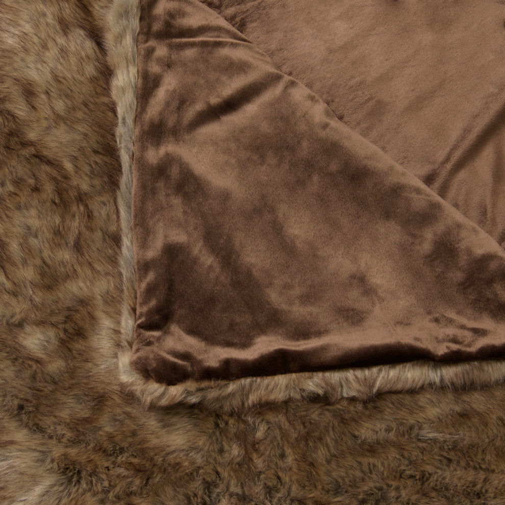 Luxe Faux Fur Throw Blanket, Coyote, 52"x84"