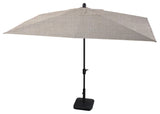 10'x6.5' Rectangular Auto Tilt Market Umbrella, Black Frame, Sunbrella, Cast Silver