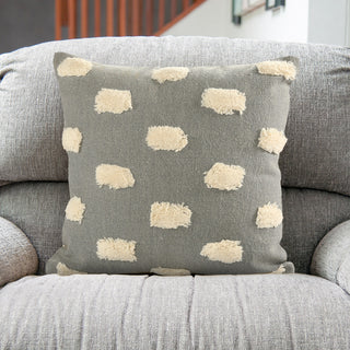 Pom Pom Palace Glam Throw Pillow, Light Gray, 20" X 20"