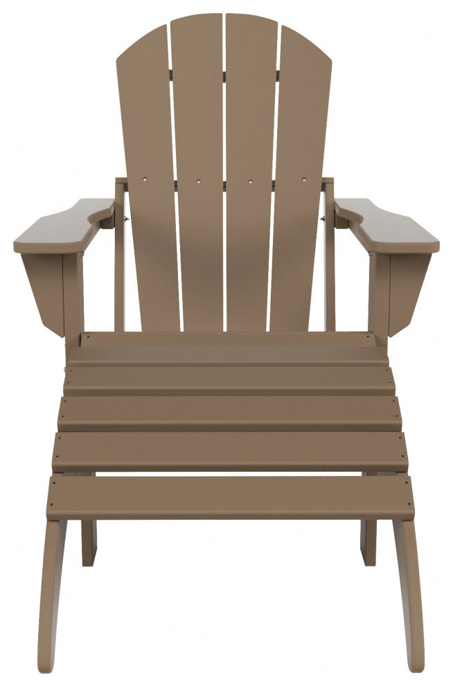 WestinTrends 2PC Classic Adirondack Chair Ottoman Outdoor Patio Conversation Set, Weathered Wood